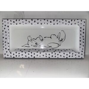 Dog Art Piece Porcelain Serving Tray Whimsical Reclining Dog Punch Studio NIB